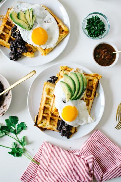 Jalapeno Cheddar Waffles | Kale & Caramel Breakfast Chaffle, Cheddar Waffles, Chaffle Sandwich, Fried Egg Recipes, Egg Avocado, Breakfast Photography, Gluten Free Waffles, Jalapeno Cheddar, Filling Breakfast