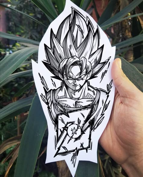 Goku Tattoo Stencil, Goku Tattoo Ideas, Dragonball Z Tattoo, Goku Tattoo, Dragon Ball Z Tattoo, Hip Hop Tattoo, Shen Long Tattoo, Dbz Tattoo, Geometric Tattoo Pattern