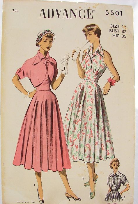 1940's Dresses, 1940s Patterns, Advance Patterns, Bolero Pattern, Dress Bolero, 1940's Fashion, Beau Film, 1950s Sewing Patterns, Patron Vintage