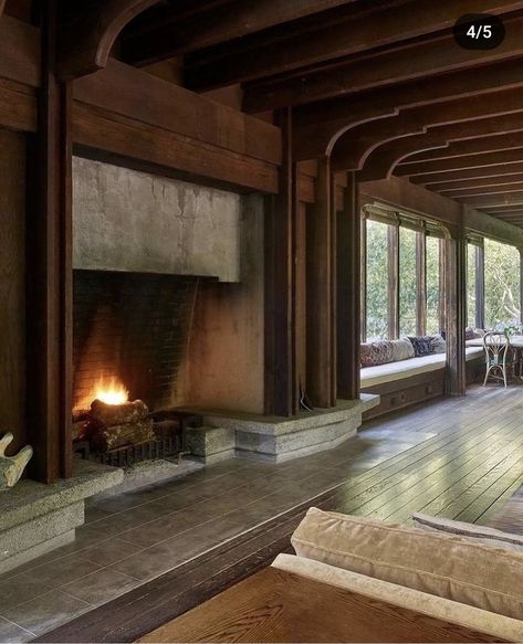 Frank Lloyd, Fireplace Design, Frank Lloyd Wright, Modern Buildings, Lloyd Wright, The Ranch, Dream Home Design, House Inspo, House Inspiration