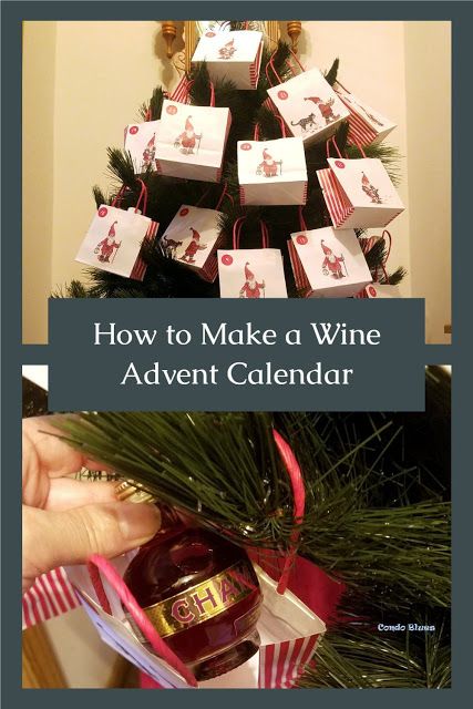 How to make a quick and easy wine Christmas Advent countdown calendar for adults! #DIYAdventCalendar #DIYChristmasdecor #Christmascrafts #christmasgnomes #gnomedecor #winegiftideas Diy Advent Calendar For Adults, Count Down Calendar, Advent Calendar For Adults, Wine Advent Calendar, Top Craft, Wine Christmas, Advent Christmas, Scandinavian Christmas Decorations, Christmas Countdown Calendar