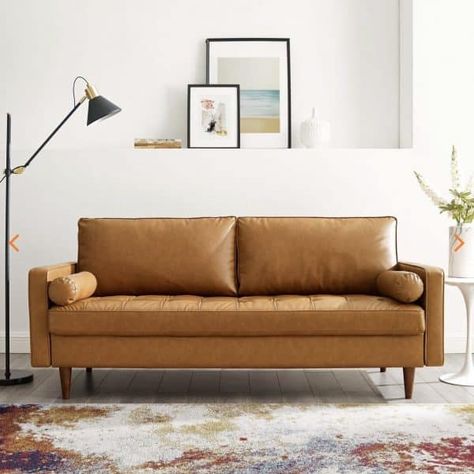 Cognac sofa living rooms