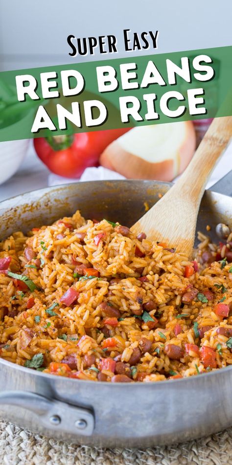 Red Beans and Rice is a slightly spicy side dish recipe that can easily be turned into a Cajun-inspired main dish with some andouille sausage! Easy Red Beans And Rice, Red Beans And Rice Recipe Easy, Easy Tacos, Lemon Chicken Rice, Yellow Rice Recipes, Red Beans N Rice Recipe, Mexican Rice Easy, Chicken Green Beans, Beef Broccoli