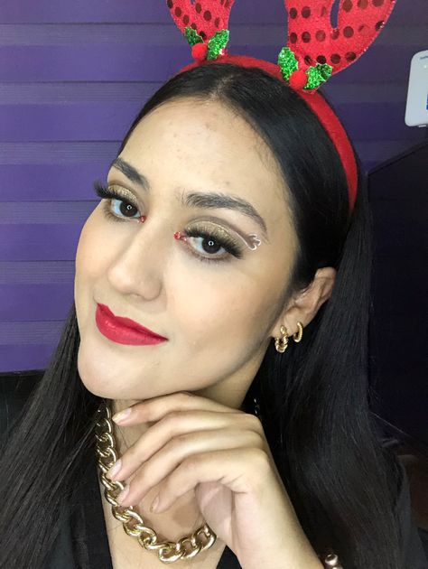 Maquillaje navideño facil inspirado en Rodolfo el Reno Reno