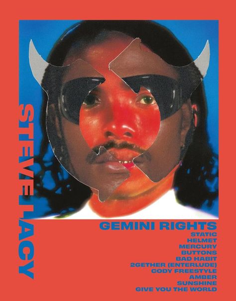 Gemini Rights Poster, Album Covers Rap, Steve Lacy Gemini Rights, Gemini Rights, Visuell Identitet, Music Poster Ideas, Cool Album Covers, Bedroom Wall Collage, Steve Lacy