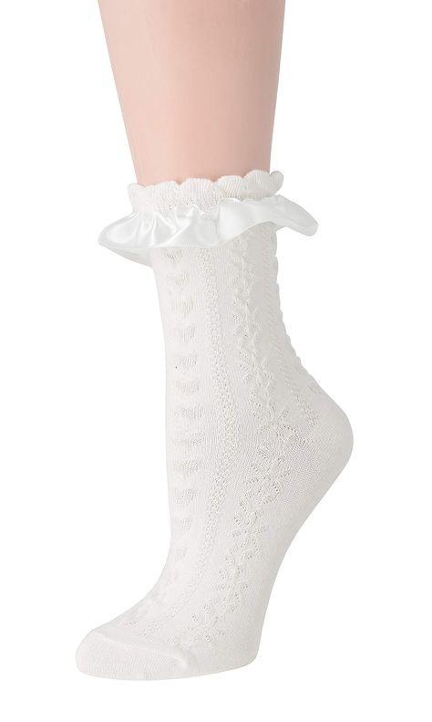 PRICES MAY VARY. Elastic,Polyester,Cotton,Spandex Cold Water Wash Material: Our Socks They are made of 81% Cotton, 16% Polyester, 3% Spandex Design: Ruffle trim, elastic socks mouth,fun option for daily wear and perfect alternative to boring socks,,making you special, high stretch design bring you sexy and younger feeling, catch more eyesight, make you have a very Cute sweet feeling, Makes you feel "girly"... Size: One size,fits US shoe size 5-9,Soft breathable provides a more health and confort White Cute Socks, Mabel Cosplay, Lace Sock, Socks Lace, Ruffle Socks, Frilly Socks, Trendy Socks, Ruffled Socks, Victorian Ladies