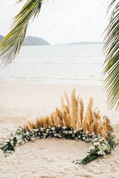 Stunning Beach Wedding Setups That Are Not Mandaps! | WedMeGood Beach Alter Ideas, Beach Elopement Decor, Small Beach Wedding Ceremony, Beach Alter, Beach Wedding Setup, Wedding In Thailand, Small Beach Weddings, Elopement Beach, Beachfront Wedding