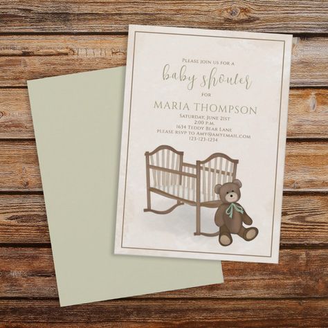 Nursery Teddy Bear, Teddy Bear Baby Shower Invitations, Classic Nursery, Traditional Invitation, Blue Teddy Bear, Bear Invitations, Gender Neutral Baby Shower Invitations, Teddy Bear Gifts, Teddy Bear Baby Shower