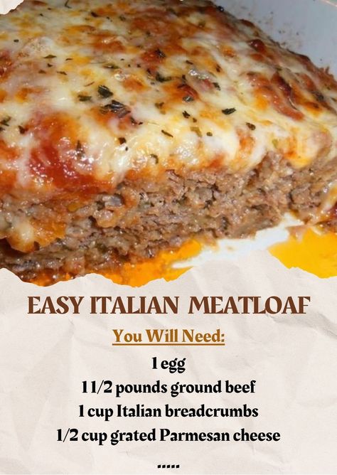 Easy Italian Meatloaf, Italian Meatloaf Recipes, Italian Meatloaf, Homemade Meatloaf, Meatloaf Ingredients, Mild Italian Sausage, Easy Italian, Grandmas Recipes, Delish Recipes