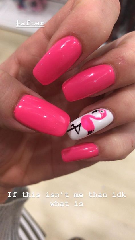 bright pink flamingo nails ... because flamingos are the best Flamingo Nail Designs, Pink Flamingo Nails, Nails Bright Pink, Nails Flamingo, Paradise Nails, Hawaiian Nails, Summer Nails Coffin, Tropical Nail Designs, Bright Pink Nails