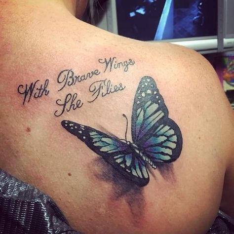 Butterfly With Angel Wings Tattoo, Memorial Butterfly Tattoo, Butterfly Remembrance Tattoo, Butterfly Memorial Tattoo, Memorial Tattoos Mom, Tatoo 3d, Brave Wings, Remembrance Tattoos, Small Butterfly Tattoo