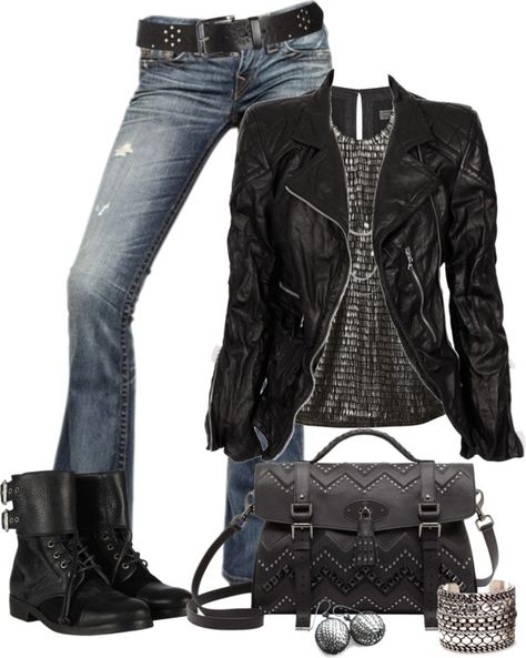 "Rocker Chic" by johnna-cameron on Polyvore Aesthetic Kirby, Outfits Punk, Mode Rockabilly, Class Woman, Rocker Chic Style, Rock Clothing, Concert Attire, Rocker Chick, Biker Chic