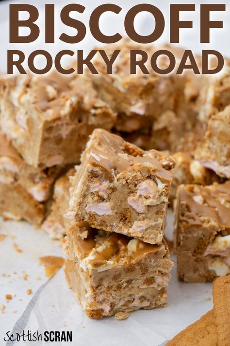 Easy Biscoff Rocky Road Recipe | Biscoff Recipe | Easy Biscoff Recipe | Biscoff Baking Recipes | Biscoff Traybake | Biscoff Slice Biscoff Rocky Road, Rocky Road Recipe, Biscoff Recipes, Tray Bake Recipes, Recipe For Kids, Scottish Recipes, Rocky Road, Recipe Video, Fudge Recipes