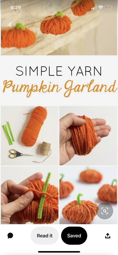 Yarn Pumpkin Garland, Easy Diy Thanksgiving Decorations, Yarn Pumpkins, Mantel Christmas, Thanksgiving Crafts Diy, Pumpkin Craft, Thanksgiving 2020, Pumpkin Garland, Christmas Homescreen