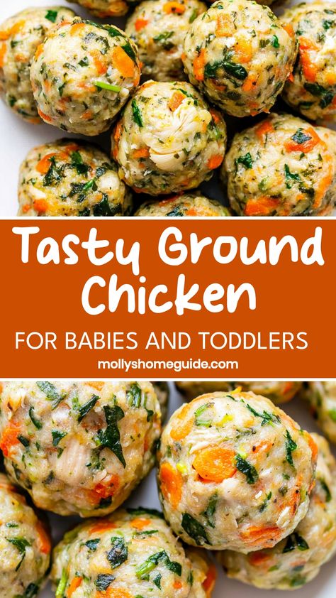 Looking for nutritious meal ideas for babies and toddlers? Try introducing ground chicken into their diet! Ground chicken is a great source of protein, iron, and other essential nutrients that are important for growing little ones. It’s also versatile and can be added to various recipes like meatballs, tacos, or even purees. Your little munchkins will love the taste while benefiting from its health advantages. Keep your child happy and healthy with delicious meals featuring ground chicken! Ground Chicken Recipes For Toddlers, Ground Turkey Recipes For Babies, Healthy Toddler Meal Prep, Ground Beef For Baby, Ground Chicken Toddler Recipes, Toddler Meal Prep Ideas, Protein Toddler Meals, Chicken Meatballs For Baby, Chicken For Toddlers