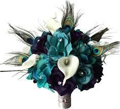 Peacock Wedding Bouquet, Teal Bouquet, Calla Lily Bridal Bouquet, Elegant Bridal Bouquets, Lily Bridal Bouquet, Silk Flower Bridal Bouquet, Feather Bouquet, Calla Lily Bridal, Peacock Wedding Theme