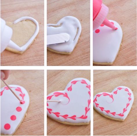 Valentine Cookies Decorated, Cookies Cupcake, Heart Sugar Cookie, Valentine Sugar Cookies, Decoration Patisserie, Cookie Decorating Party, Shaped Cookies, Royal Icing Recipe, Heart Shaped Cookies