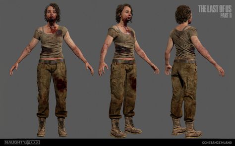 ArtStation - The Last of Us Part II: Female Enemy NPC, Constance Huang Female Zombie Character Design, The Last Of Us Zombies, Last Of Us Infected, The Last Of Us Infected, Environment Modeling, Apocalypse Au, Zombie Cosplay, Animated Anatomy, Apocalypse Landscape