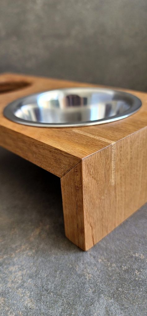 Handcrafted Elevated Cat and Dog Bowls with Wooden Stand | Pet Feeder for Small Dog and Cat | Custom Pet Supplies Dog Bowl Stand Diy, Pet Bowls Stand, Pet Bowl Stand, Kennel Ideas, Raised Dog Bowls, Cat Custom, Dog Bowl Stand, Bowl Stand, Better Posture