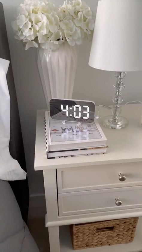 Productivity / Sleeping Hack - Mirrored Digital Alarm Clock - https://amzn.to/3wPHoJG in 2022 | Bedroom interior, Led mirror, Bedroom hacks Alarm Clock On Nightstand, Digital Clock Aesthetic, Bedroom Clock Ideas, Nightstand Clock, Alarm Clock Aesthetic, Amazon Must Haves For Bedroom, Bedroom Ideas For Small Rooms Cozy, Bedroom Clocks, Bedside Clock