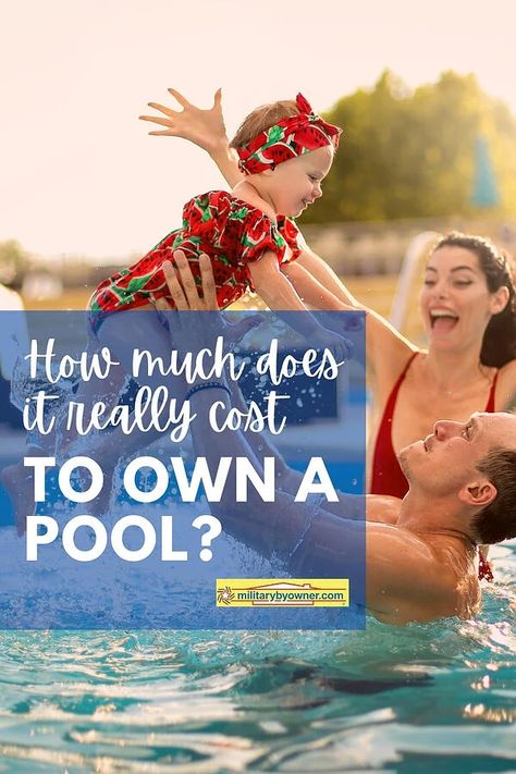 It used to be that swimming pools were a luxury few homeowners could afford. But over the years, innovations in pool technology have completely changed that, and depending on your budget, you might be surprised at how much a new pool costs to install and maintain. #homeowner #pooldesigns #owningapool #homemaintenance Pool Cost, Military Housing, Pool Finishes, Intex Pool, Pool Care, Real Estate Articles, Vinyl Liners, Concrete Pool, Fiberglass Pools