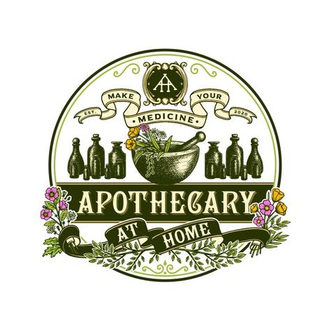 Apothecary At Home Apothecary Logo, Herbal Logo, Apothecary Design, Honey Logo, Owl Logo, Herbal Apothecary, Global Design, Logo Images, Logo Ideas