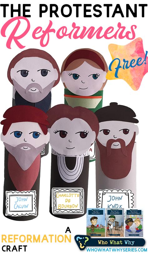 The Protestant Reformers | A Reformation Craft Your kids can learn about the Protestant Reformers in a hands-on way with this printable Reformation craft! Reformation Day Decorations, Reformation Crafts For Kids, Reformation Day For Kids, Reformation Celebration, Reformation Party, Biblical Homeschooling, William Tyndale, Reformation Day, 5 Solas