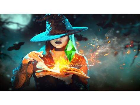 The Sims Resource - Witch Halloween Loading Screen Ghost Stories Anime, Witch Lighting, Witch Photos, Loading Screen, Anime Witch, Witch Girl, Wiccan Witch, Real Ghosts, Forest Background