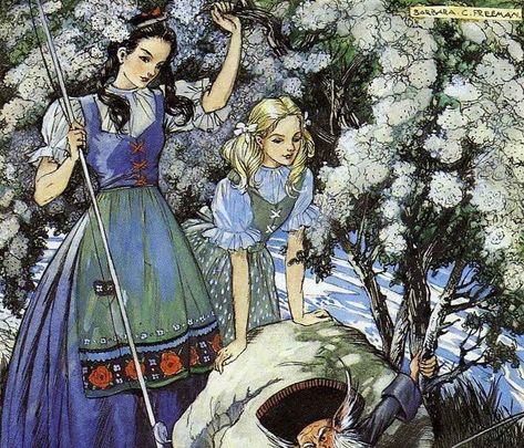 Vintage Artstyle, Snow White And Rose Red, Snow White Fairytale, Red Snow, German Folk, Fairytale Nursery, Fairy Tale Illustration, Classic Fairy Tales, Fairytale Fantasies