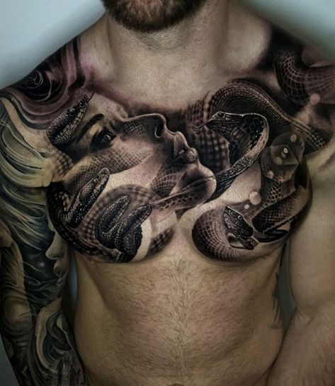 Incredible black and grey realism chest tattoo by @matthewjamestattoo. Realism Chest Tattoo, Chest Tattoo Realism, Eagle Chest Tattoo, Shock Mansion, Black And Grey Realism, Best Tattoo Ever, C Tattoo, Cool Chest Tattoos, Pieces Tattoo