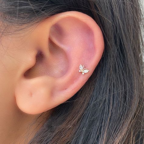 Cute Cartilage Earrings, Marquise Diamond Earrings, Gold Butterfly Earrings, Tragus Jewelry, Butterfly Earrings Gold, Cartilage Earrings Stud, Conch Earring, Quirky Earrings, Butterfly Earrings Stud