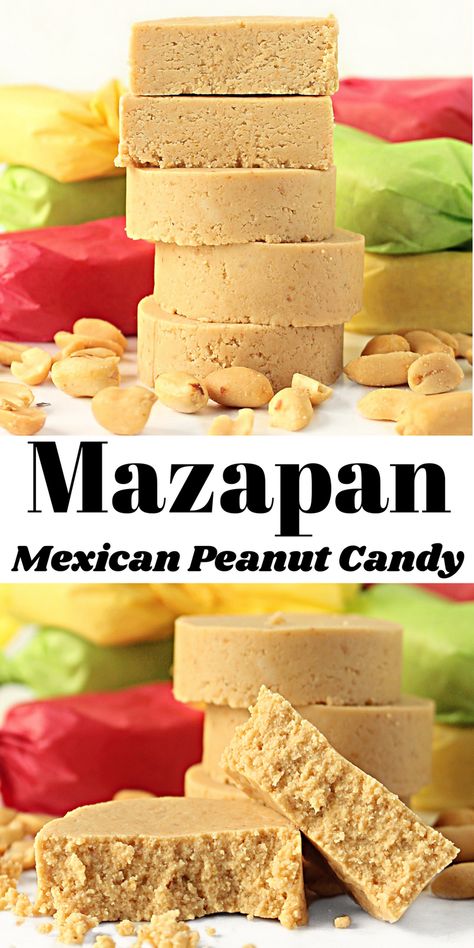 Mazapan, Mexican Peanut Candy, is a soft, crumbly treat that's quick and easy to make with just 2 ingredients! Mexican Milk Candy, Mexican Peanut Candy, How To Make Mazapan, How To Make Mexican Candy, Mexican Candy Recipes, Mexican Desserts Easy, Mazapan Recipe, Homemade Candy Recipes, Mexican Desserts