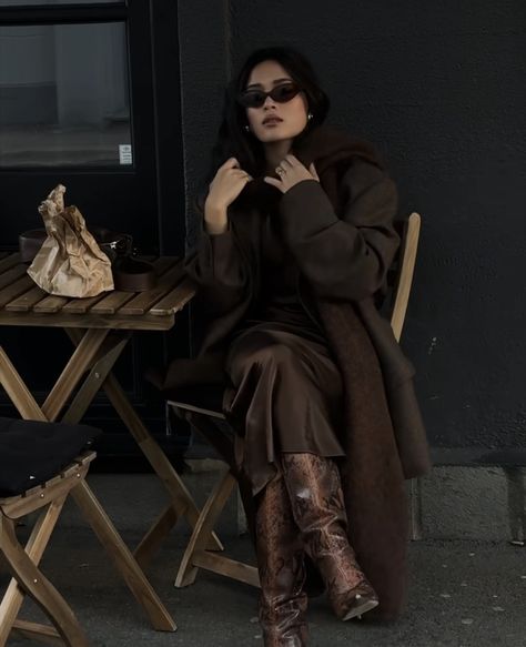 Dark Brown Outfit Aesthetic, Aesthetic Women, Modest Fashion Outfits, Brown Aesthetic, Mode Inspo, Feminine Outfit, Brown Fashion, Elegant Outfit, Look Fashion