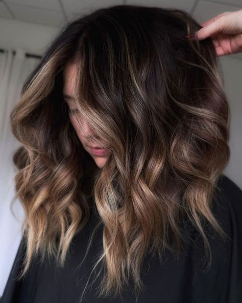 Neutral Dimensional Face-Framing Balayage Dark Brunette Hair Ideas, Sunkissed Hair Highlights, Brown Hair 2023, Blonde Highlights For Brown Hair, Blonde Front Highlights, Partial Blonde Highlights, Hazelnut Hair, Subtle Blonde, Sunkissed Hair Brunette