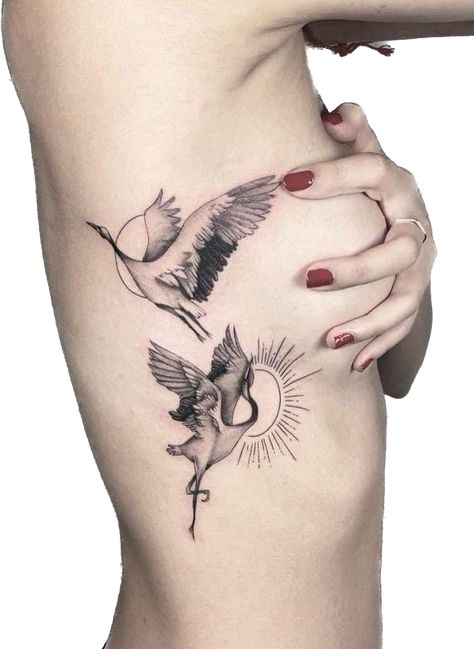 Stork Tattoo, Eagle Tattoo Arm, Heron Tattoo, Crane Tattoo, Sharpie Tattoos, Crown Tattoo, Modern Tattoos, Sister Tattoos, Luck Charm