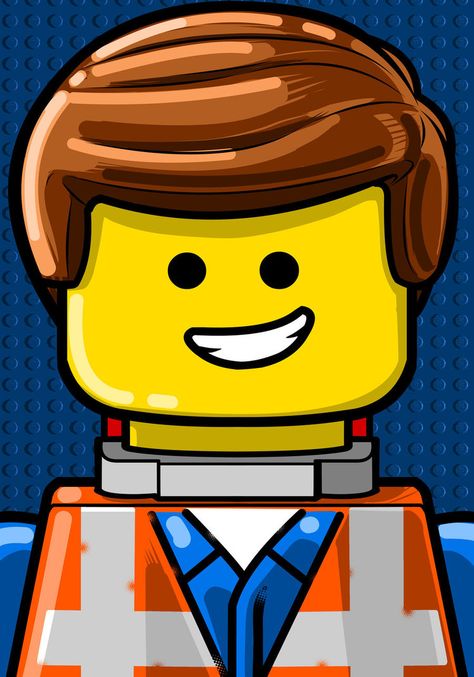 EMMET by Thuddleston on DeviantArt Emmet Lego, Lego Faces, Lego Wallpaper, Face Template, Lego Movie 2, Lego Custom Minifigures, Hama Beads Minecraft, Lego Cake, Lego Man