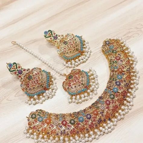 Nauratan gold plated jewellery set #trending#jewelry #jewellery ##indianwear ##millionviews ##womenswear ##womens #indianjewellery #velvura Halal Fashion, Pearl Jhumkas, Gold Plated Jewellery, Trending Jewelry, Pakistani Bridal, Jewellery Set, Pakistani Wedding, Indian Jewellery, Indian Wear