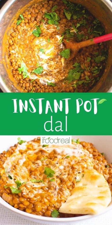 Instant Pot Dal with green or brown lentils simmered in bold aromatic broth is balanced out by the creaminess of coconut milk for an unforgettable taste explosion. A gluten free, vegan 30-minute one-pot meal. Instant Pot Vegan Lentils, Instant Pot Dahl, Mediterranean Instant Pot Meals, Indian Green Lentil Recipes, Dahl With Coconut Milk, Brown Lentil Recipes Instant Pot, Middle Eastern Instant Pot Recipes, Instant Pot Green Lentils, Instant Pot Dal Recipes