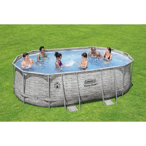 Coleman Power Steel Frame 16' x 10' x 48" Oval Pool Set - Walmart.com Oval Swimming Pool, Oval Above Ground Pools, Backyard Swimming Pool, Rectangular Swimming Pools, Safety Ladder, Oval Pool, Portable Spa, Rectangular Pool, Above Ground Swimming Pools