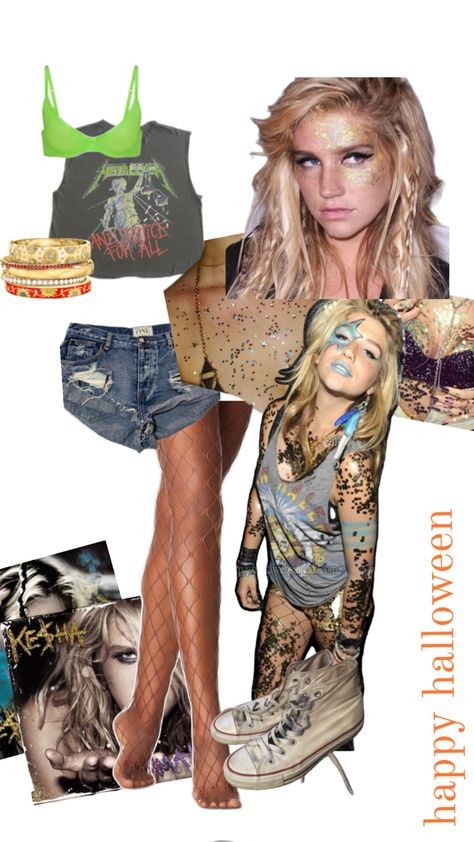 Ke$ha Kesha Costume, 20s Halloween Costume, Kesha Halloween Costume, Kesha Outfits, Kesha Concert, Blonde Halloween Costumes, Trendy Halloween Costumes, Halloween Costumes Friends, Halloween Costume Outfits