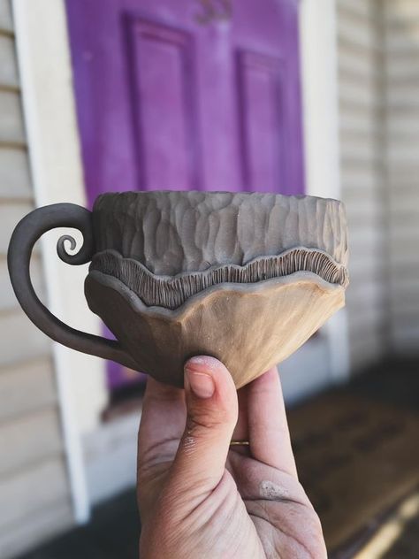 Everything Pottery - Beginner to Advanced | Threw this one way off center then handbuilt ontop | Facebook Nature Pottery, Clay Plants, Handbuilt Pottery, Beginner Pottery, Ceramic Projects, Clay Stamps, Ceramic Art Sculpture, Advanced Ceramics, Pottery Pot