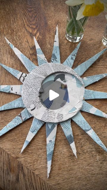 Paper Mache Moon Diy, Craft With Newspaper, Paper Mache Sun, Paper Mache Moon, Paper Mache Ideas, Paper Sun, Sun Paper, Pagan Holidays, Moon Projects