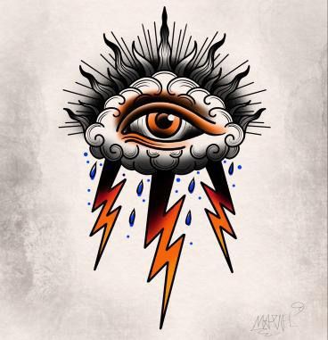 Traditional Tattoo Eye, Storm Tattoo, All Seeing Eye Tattoo, Traditional Tattoo Inspiration, Traditional Style Tattoo, Tattoo Old School, Wonderland Tattoo, Japan Tattoo Design, Butterfly Art Painting