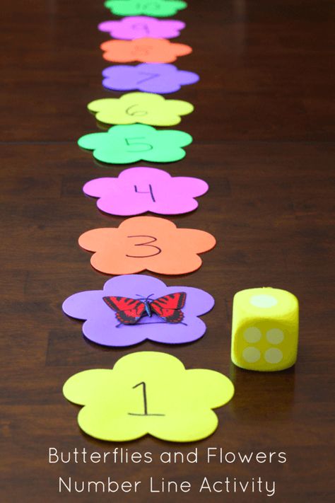 Butterflies and Flowers Number Line Activity. Preschool math fun! Butterfly Preschool Activities, Kindergym Ideas, Butterfly Activities For Preschool, Number Line Activity, Number Line Activities, Insects Preschool, Butterflies Activities, Bugs Preschool, Activity Preschool