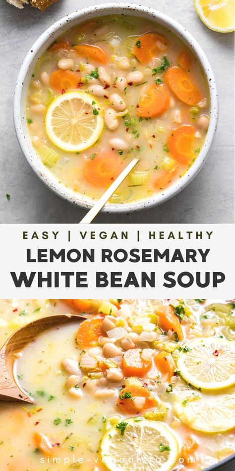 Rosemary White Bean Soup, Soup Quick, Recipe Soup, Pot Lasagna, Lemon Rosemary, Lasagna Soup, White Bean Soup, Vegan Soup, Easy Soups