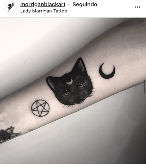 Dark Minimal Tattoo, Three Eyed Cat Tattoo, Cat Face Tattoo, Three Eyed Cat, Cat Face Tattoos, Goth Cat, Black Cat Face, Black Cat Tattoos, X Tattoo