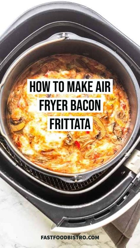 Air Fryer frittata is great to serve for breakfast and lunch. A fast recipe made with eggs, a lot of vegetables and feta. Add your favorite ingredients. Want to try? Visit fastfoodbistro.com for the full recipe and instructions Air Fryer Egg Breakfast, Airfryer Quiche Recipes, Frittata In Air Fryer, Air Fryer Egg Frittata, Fritata Recipe Air Fryer, Air Fryer Breakfast Casserole, Air Fryer Quiche Recipe, Air Fryer Frittata Recipes, Air Fryer Egg Recipes