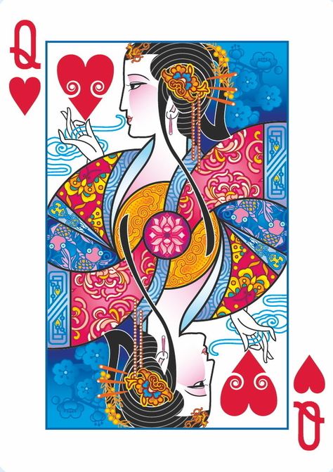 Emperor Deck Queen of Hearts Chinese Legends, Unique Playing Cards, A Playing Card, Custom Playing Cards, Playing Cards Art, Playing Cards Design, 카드 디자인, Playing Card Deck, Poker Cards