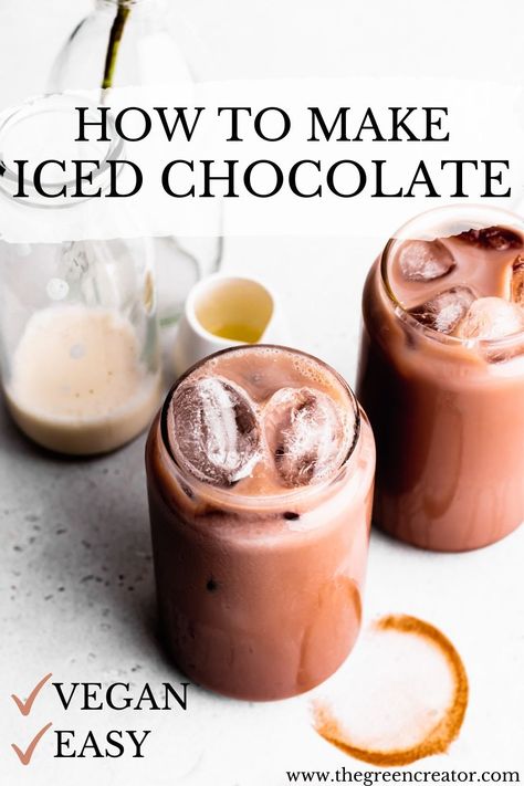 Cocoa Recipes Drink, Iced Chocolate Drink Recipe, How To Make Iced Chocolate, How To Make Ice Chocolate Drink, Iced Milk Drinks, Cold Chocolate Milk, Iced Cacao Drink, Hot Dark Chocolate Drink, Iced Cocoa Drink Recipe