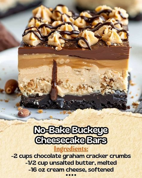 Buckeye Cheesecake Bars, Buckeye Cheesecake, Cheesecake Bar, Nigella Lawson Recipes, Cheesecake Bar Recipes, Chocolate Graham Crackers, Chocolate And Peanut Butter, Cake Bars, Chocolate Topping